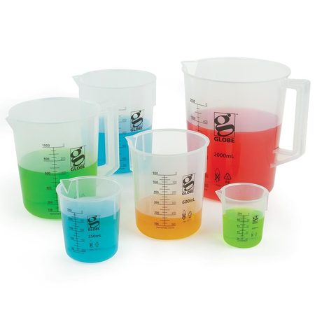DIAMOND ESSENTIALS PMP Griffin Style Low Form Beakers, Handle, Printed Graduations, 250mL 3656-250